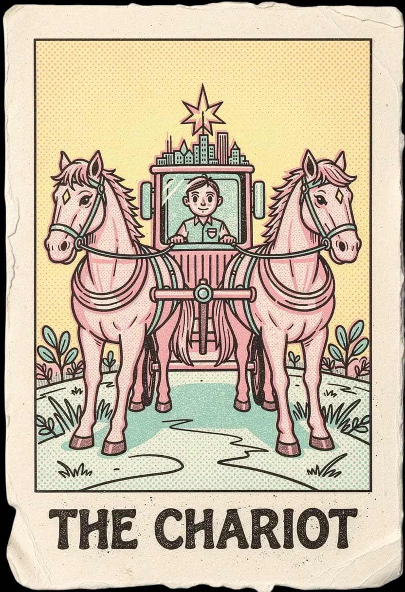 ไพ่เดอะ แชริออต ผู้ขับราชรถกับสฟิงซ์สีขาวและดำ