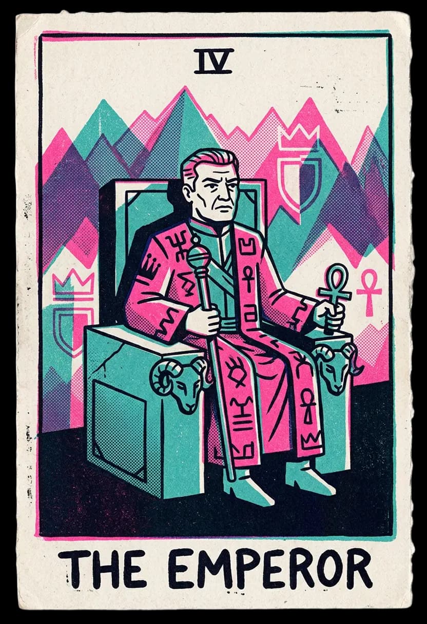 ไพ่ดิ เอ็มเพอเรอร์ ชายบนบัลลังก์หินถือคทา