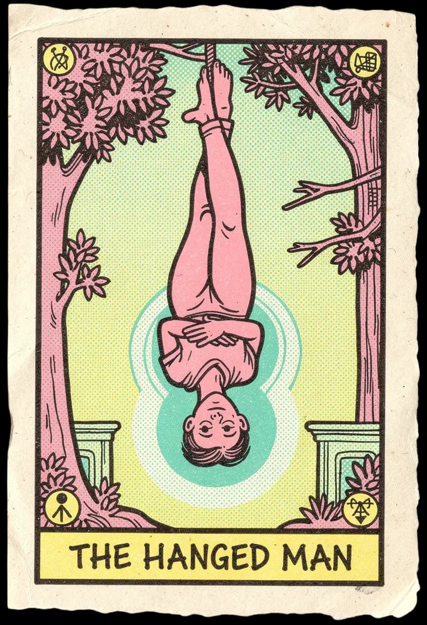 ไพ่เดอะ แฮงด์ แมน ชายห้อยกลับหัวด้วยท่าทีสงบ